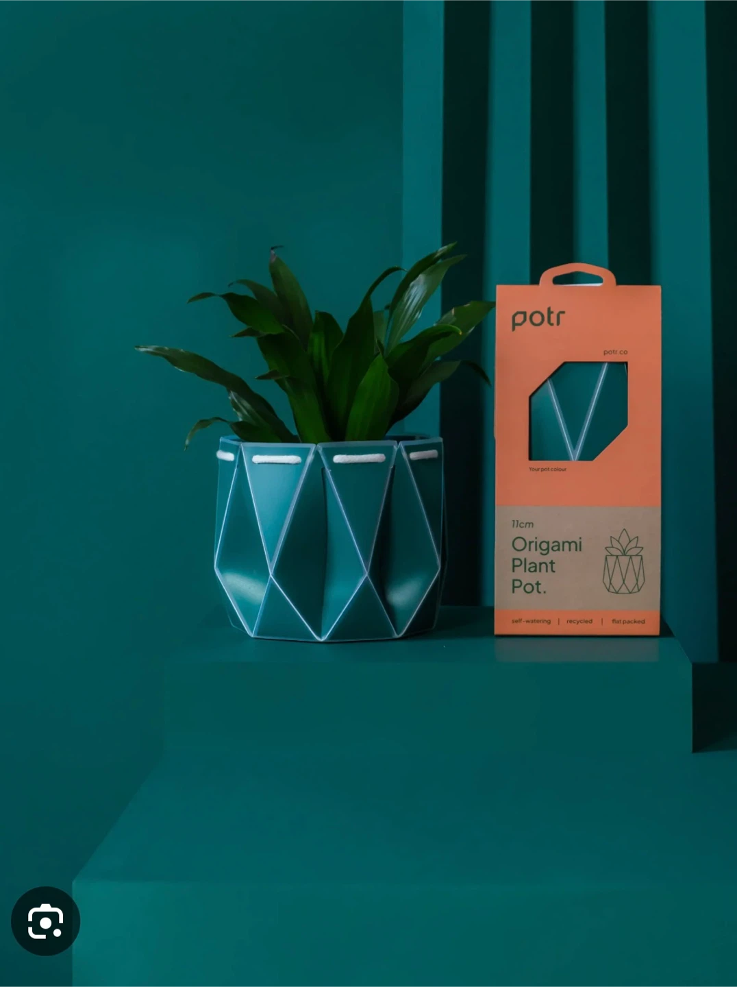 POTR Self Watering Origami Plant Pot - Dark Teal 11cm - photo 2