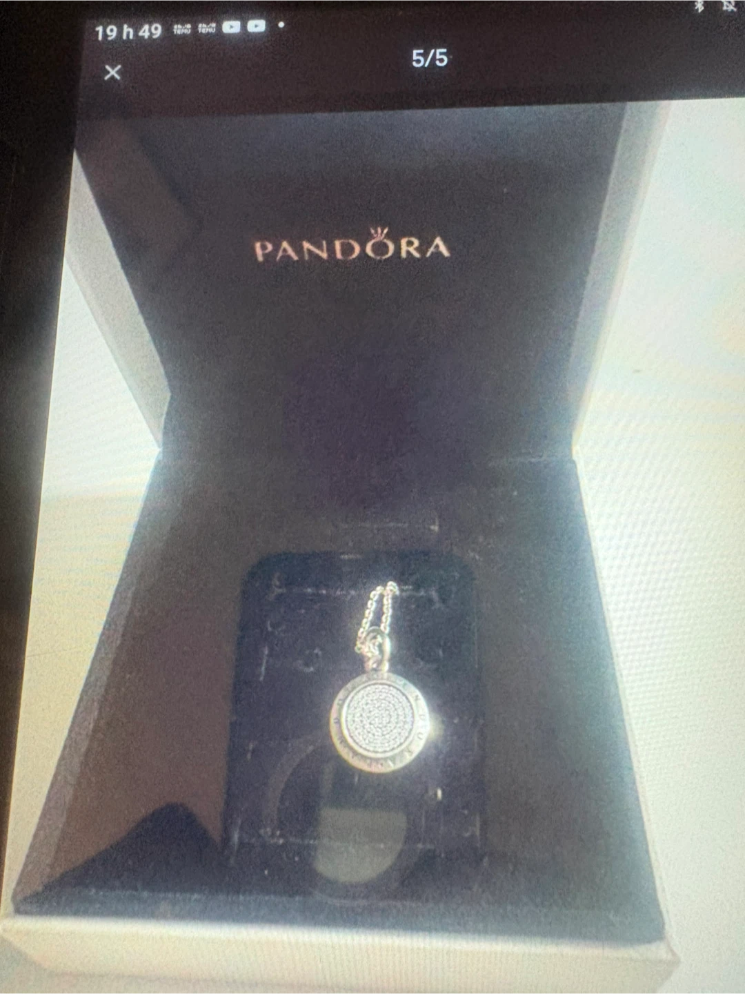 Collier Pandora avec pendentif rond serti de brillants - photo 4