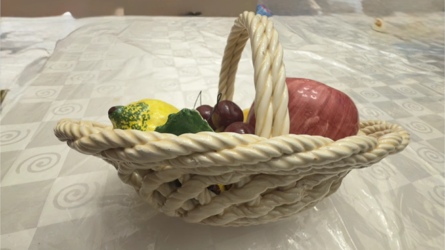 Ceramic Fruit Basket with Assorted Faux Fruit - photo 2