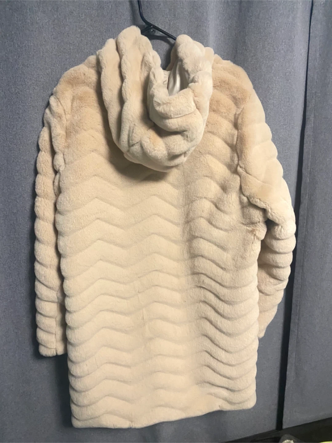 Cream Faux Fur Hooded Coat XXL - photo 2