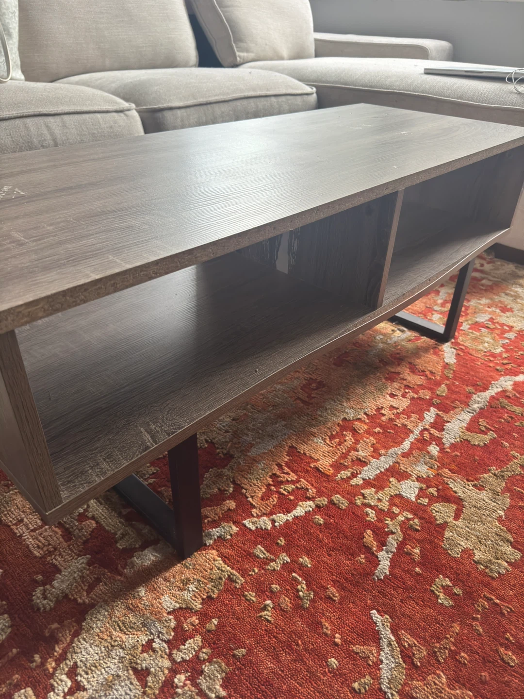 Wooden Coffee Table with Storage Shelves