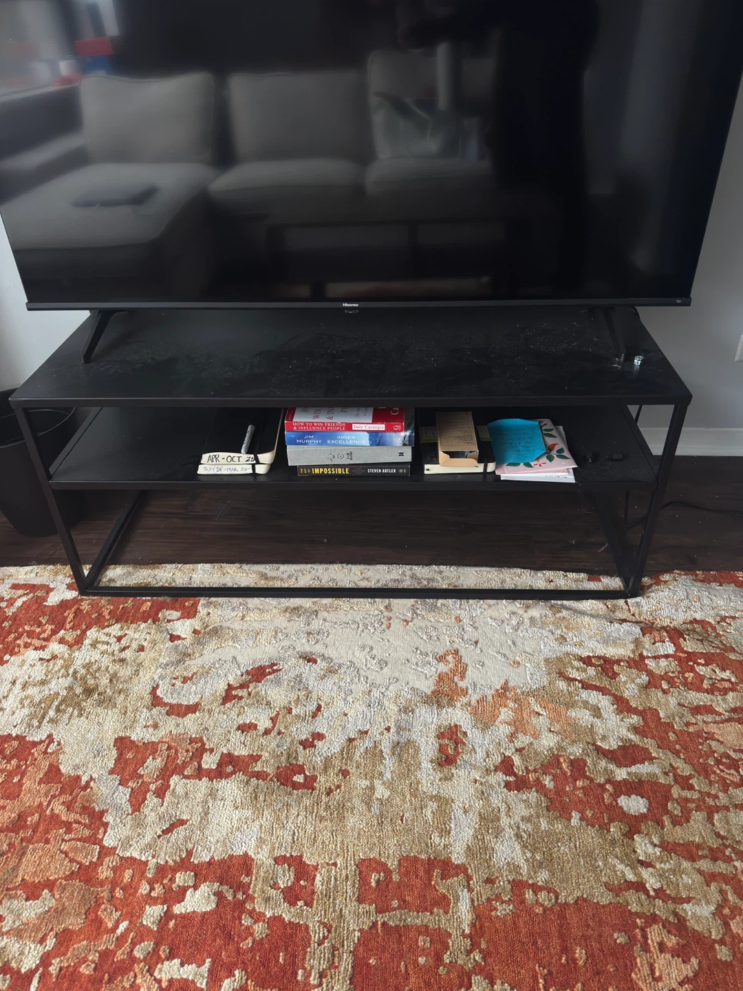 Black Metal Media Console Stand - photo 2