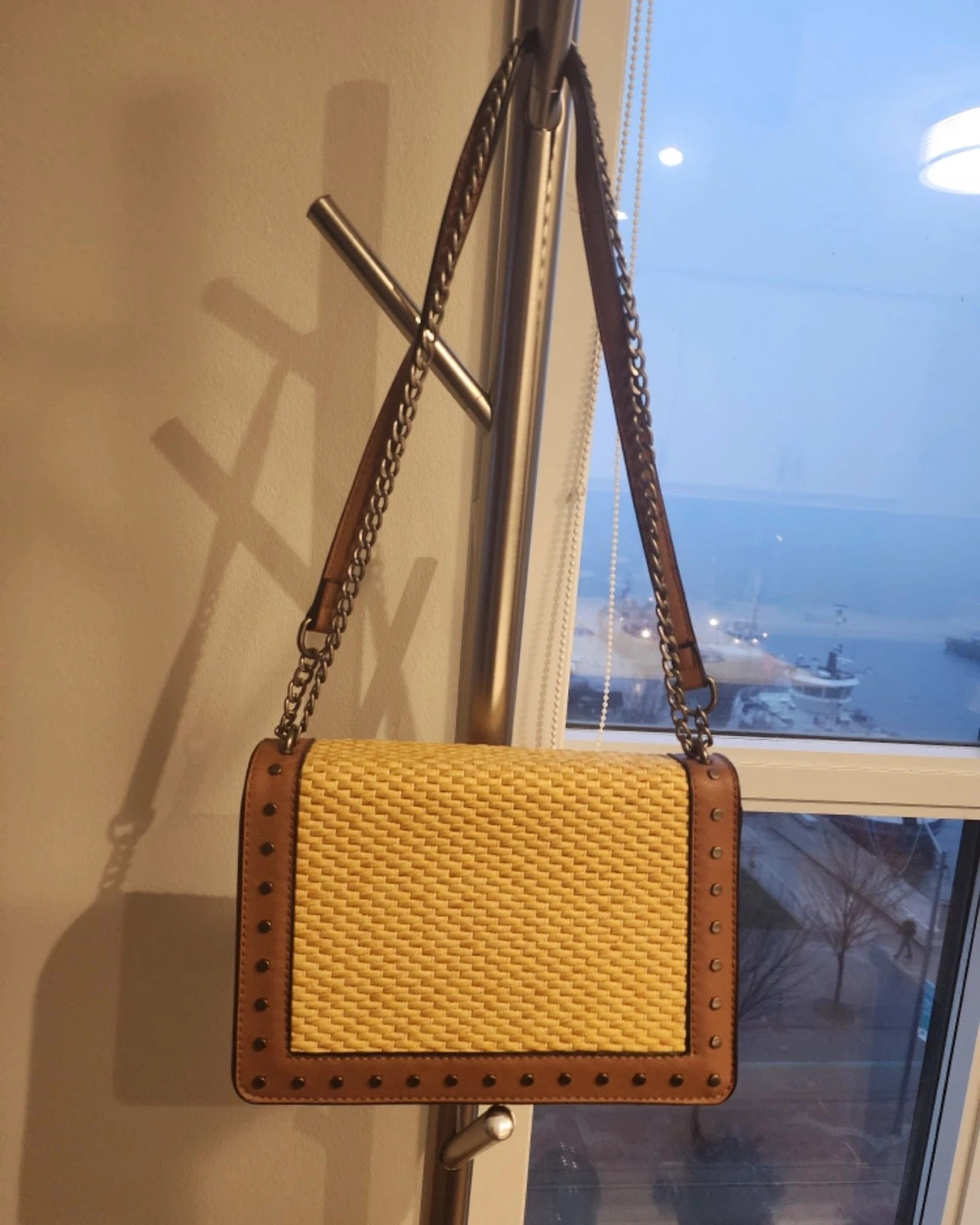 Brown Faux Leather & Straw Crossbody Bag - photo 2