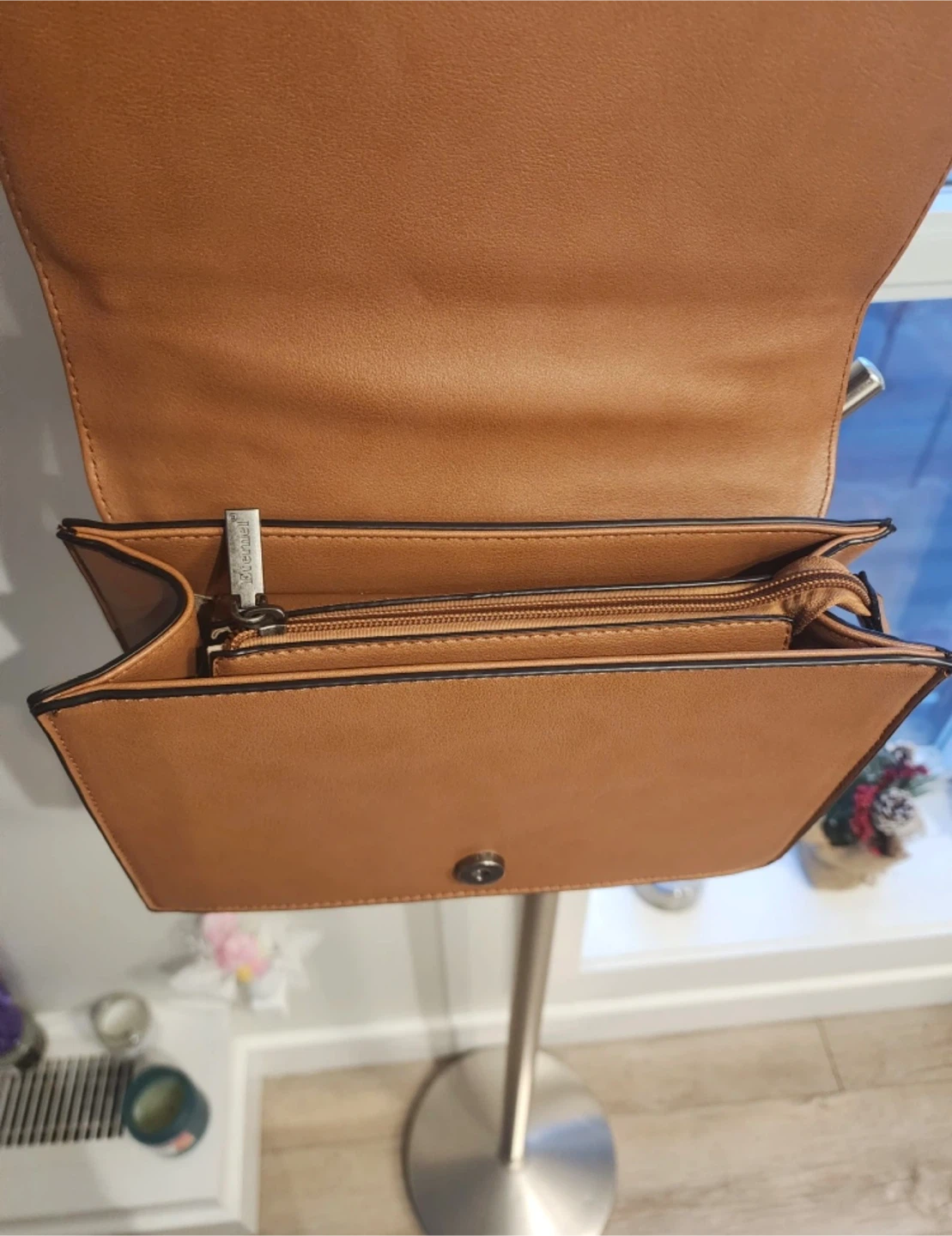 Brown Faux Leather & Straw Crossbody Bag - photo 3