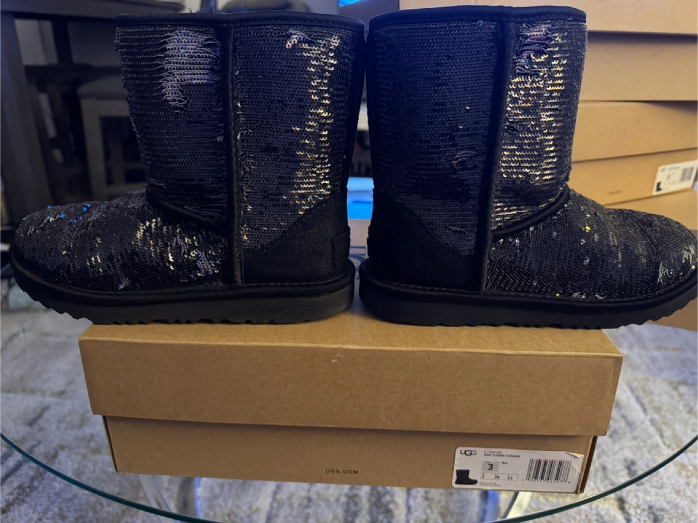 UGG Classic Sequin Boots - Black Size 3