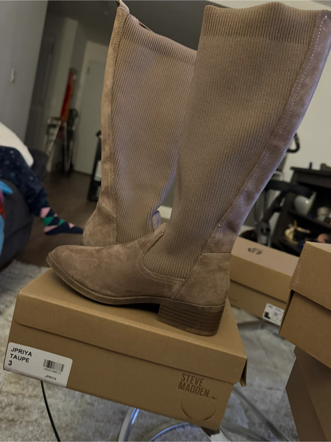 Steve Madden JPriya Taupe Knee-High Boots Girl Size 3