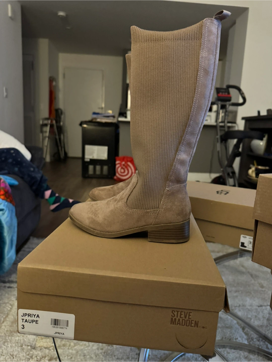 Steve Madden JPriya Taupe Knee-High Boots Girl Size 3 - photo 2