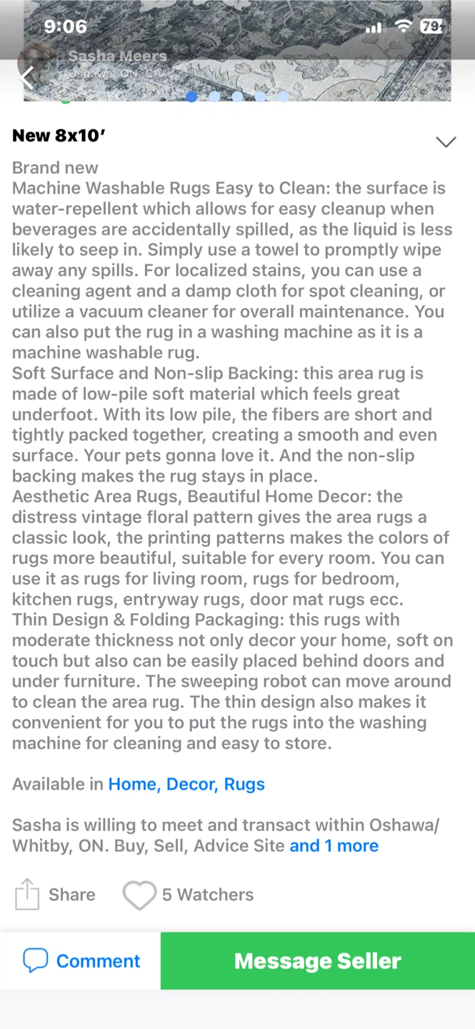 8x10 Machine Washable Area Rug - Grey/White/Beige - photo 5