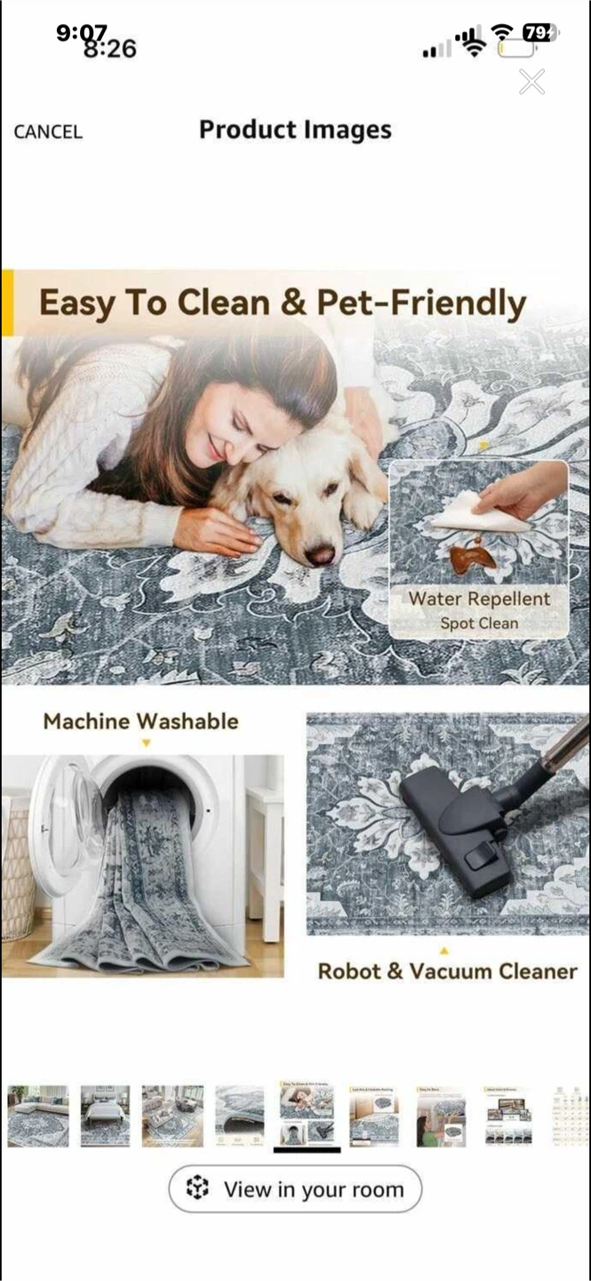 8x10 Machine Washable Area Rug - Grey/White/Beige - photo 3