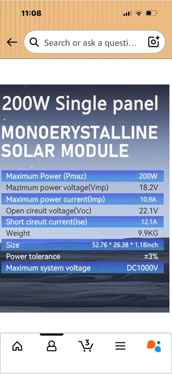 200W Monocrystalline Solar Panel Module