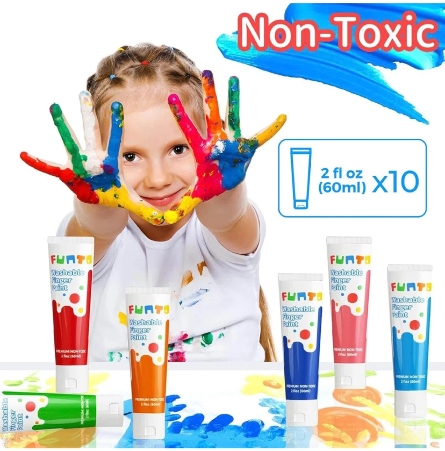 New Washable Finger Paint for Kids, 10 Assorted Colours - photo 2