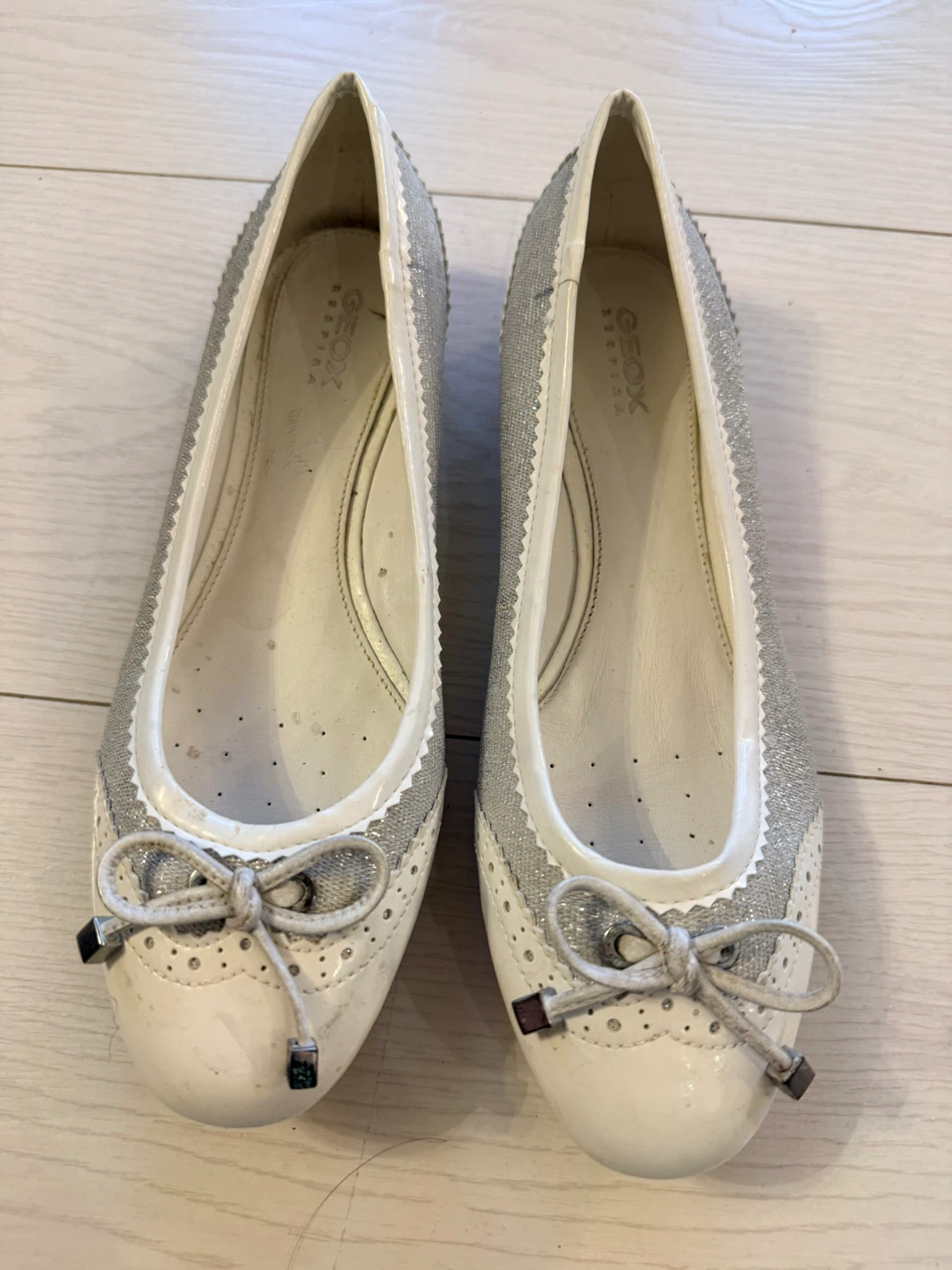 Geox Silver & White Ballet Flats