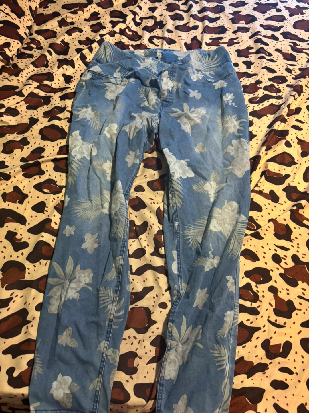 HUE Floral Print Denim Jeans XL