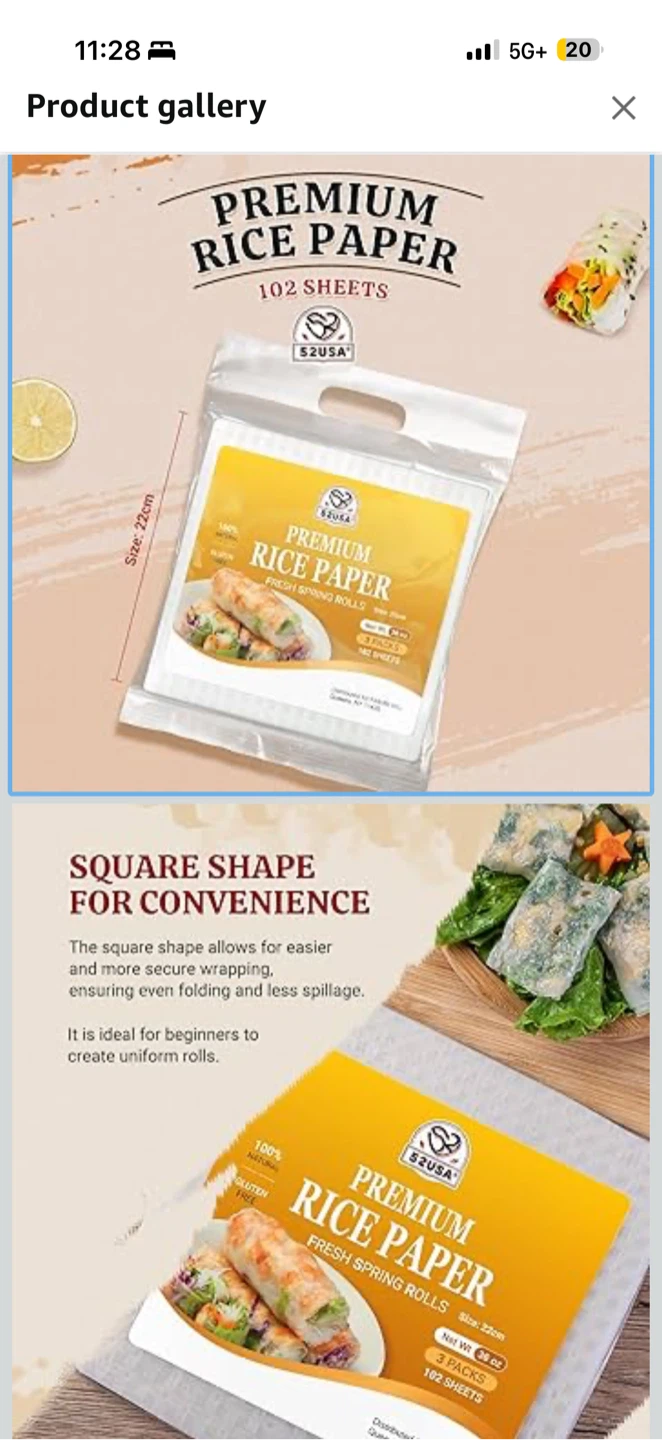 S2USA Premium Rice Paper for Fresh Spring Rolls, 102 Sheets - photo 2