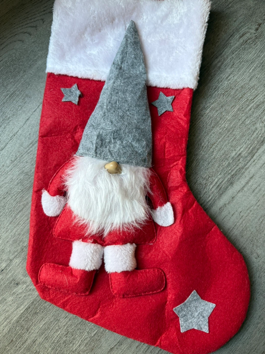Christmas Stocking with Gnome Decoration