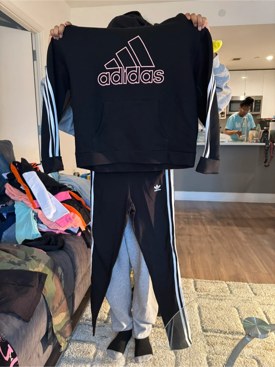 Adidas Black Hoodie and Pants Set - photo 2