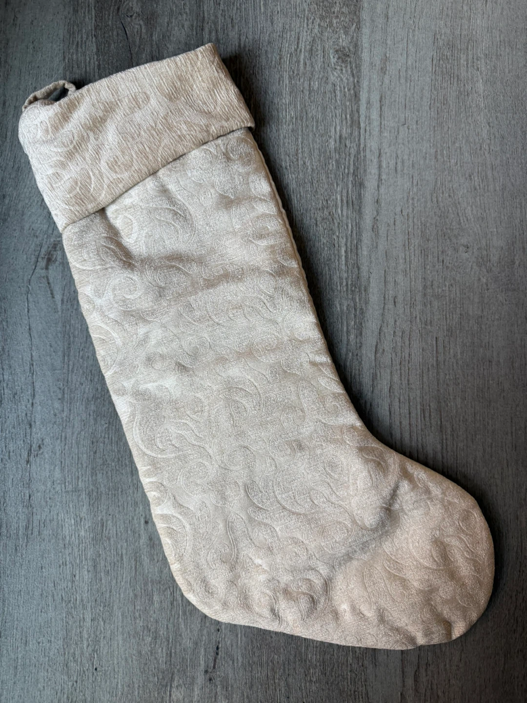 Champagne Damask Christmas Stocking