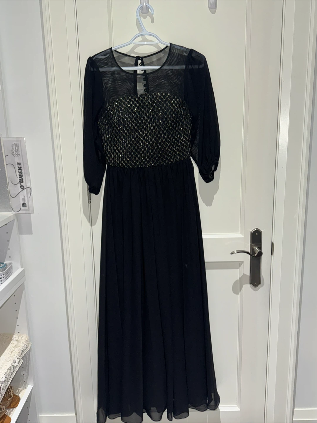 Black Dress with Mesh and Sparkle Detail - photo 2
