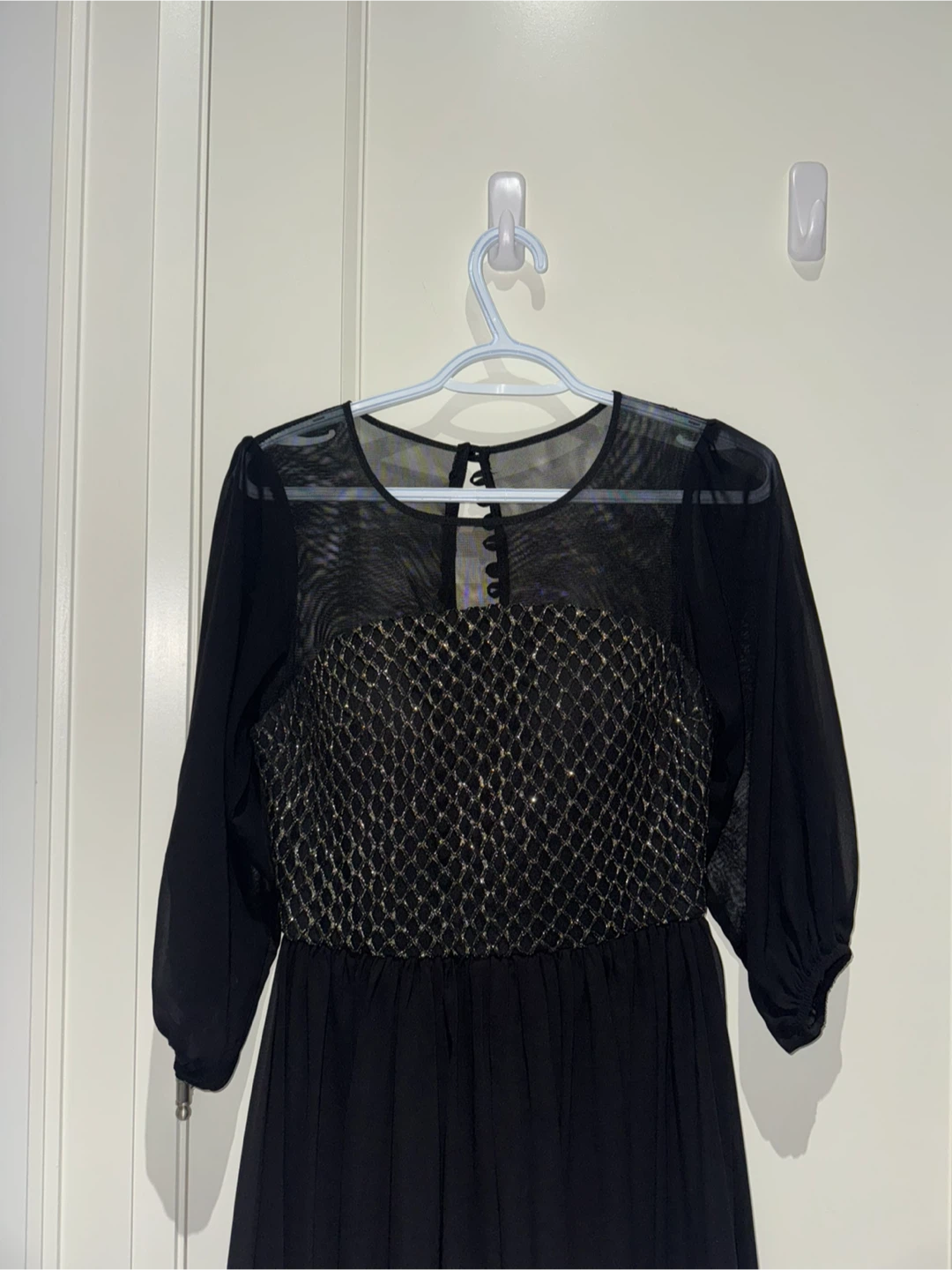 Black Dress with Mesh and Sparkle Detail