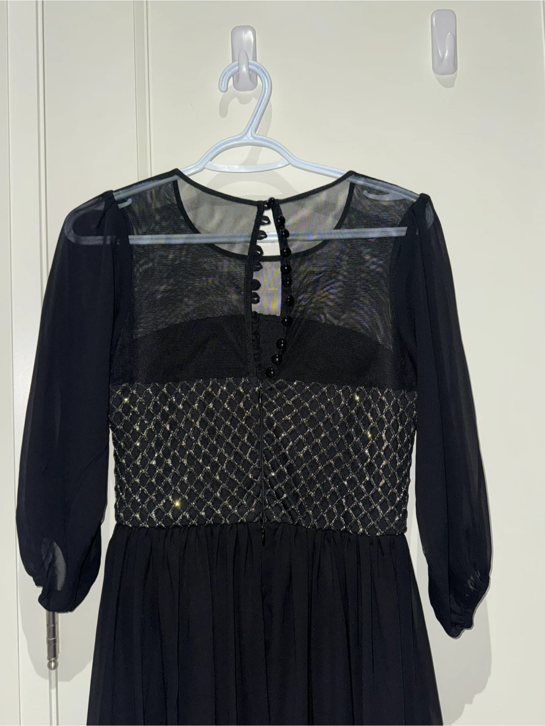 Black Dress with Mesh and Sparkle Detail - photo 3