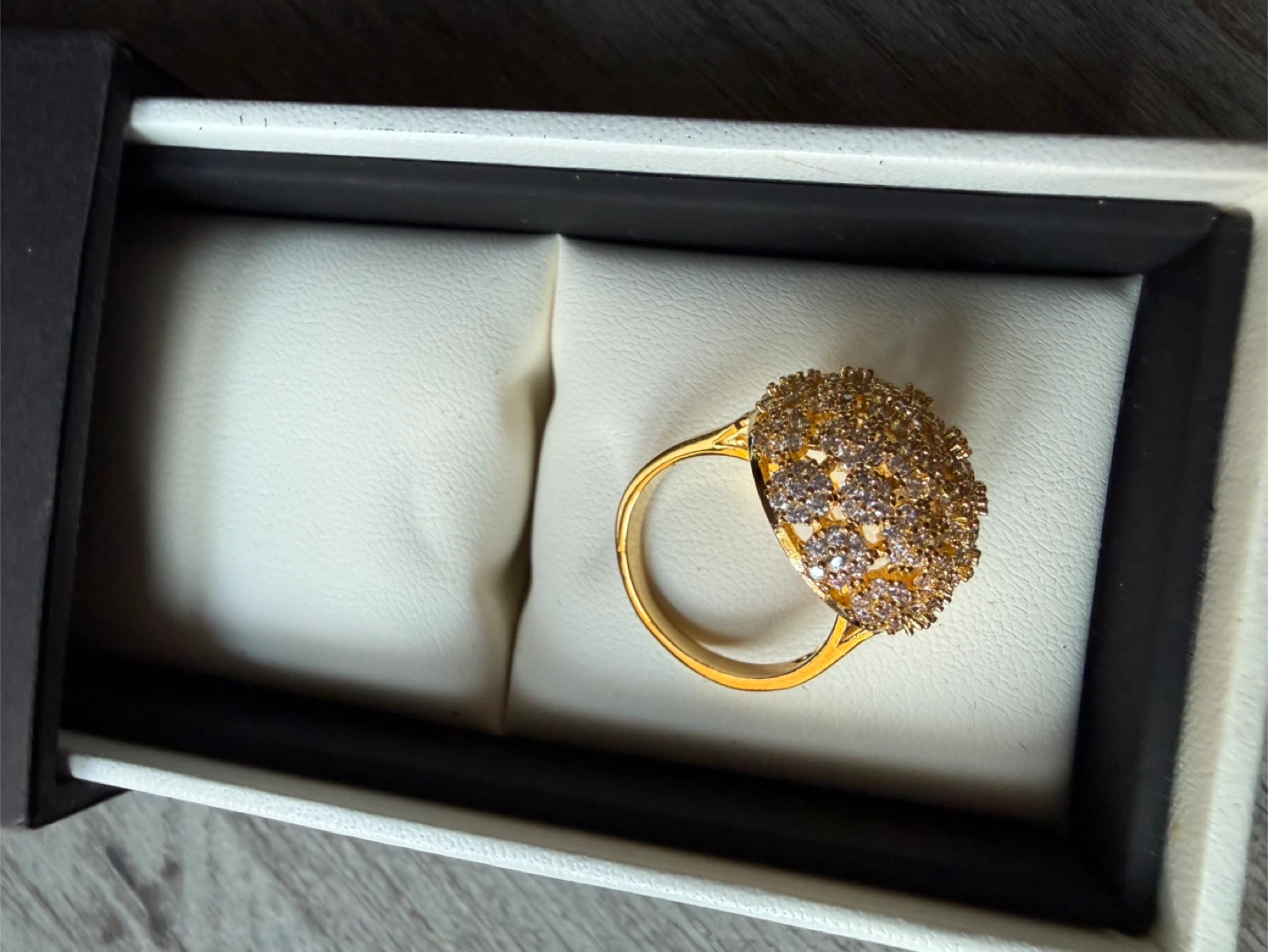 Sparkly Gold-Tone Ring with Clear Stones - photo 4