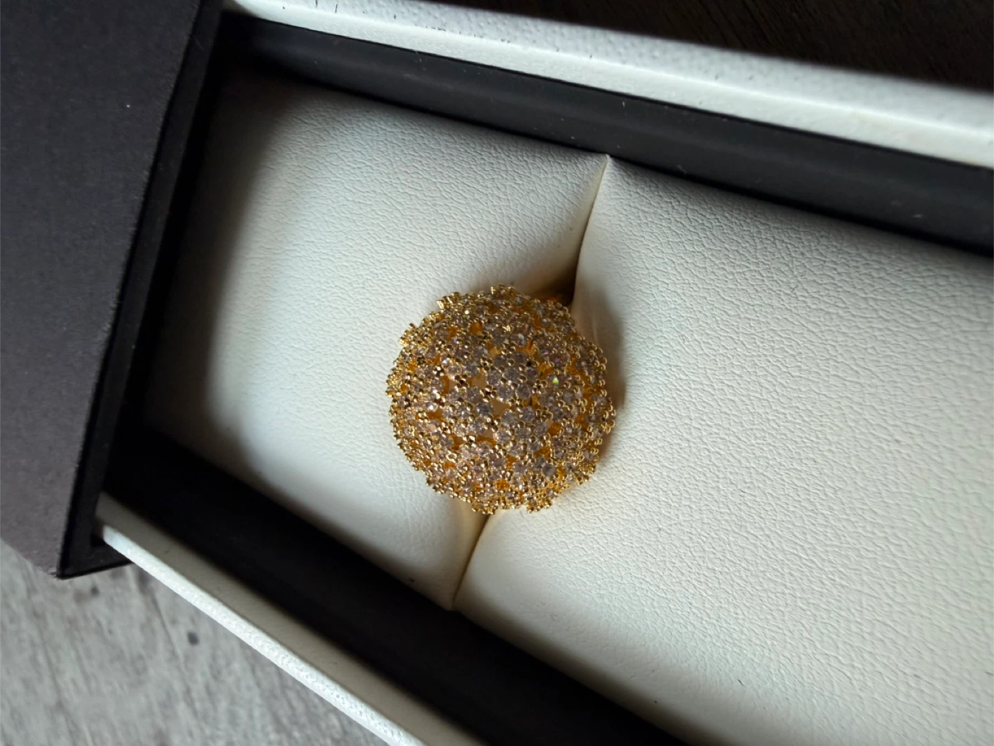 Sparkly Gold-Tone Ring with Clear Stones - photo 2