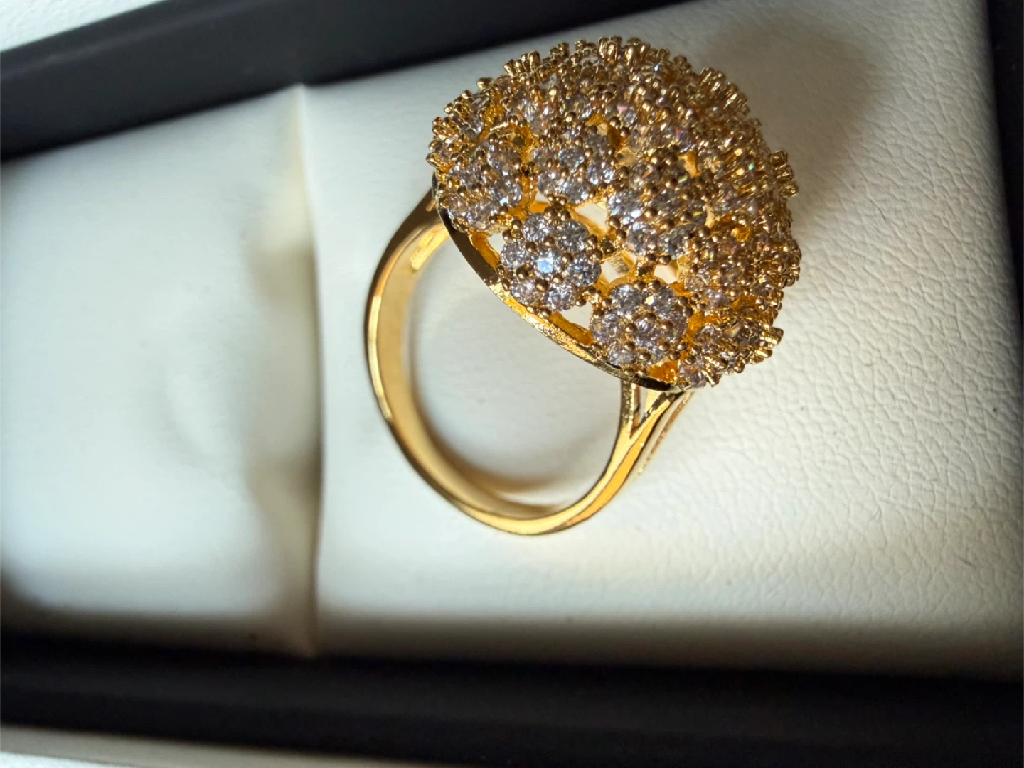 Sparkly Gold-Tone Ring with Clear Stones - photo 5