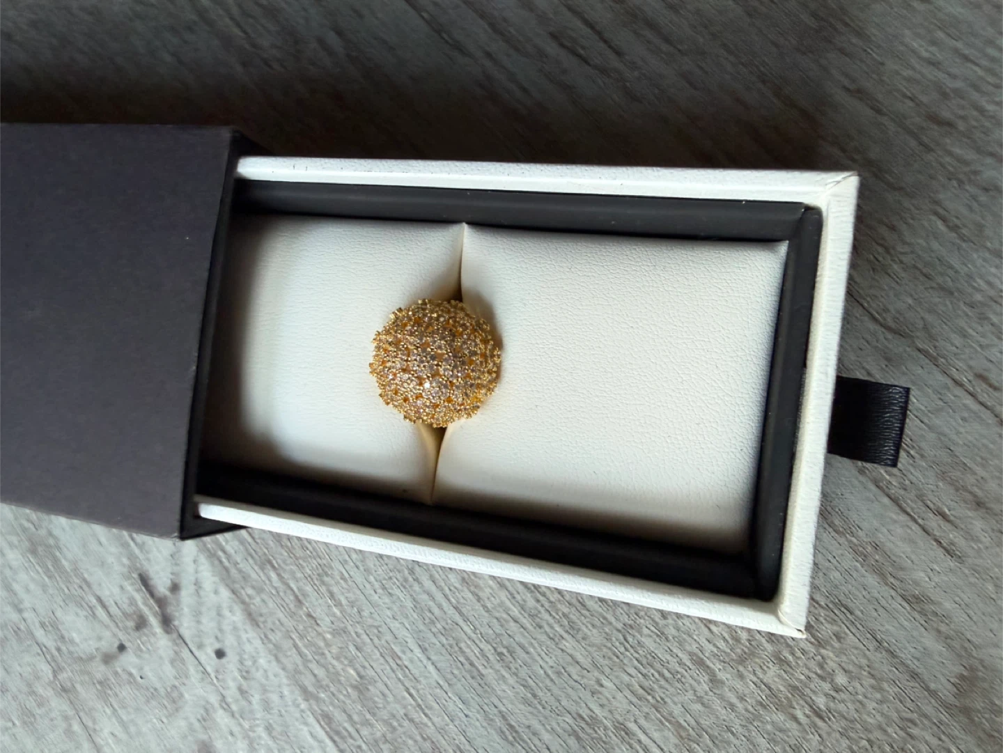 Sparkly Gold-Tone Ring with Clear Stones - photo 3
