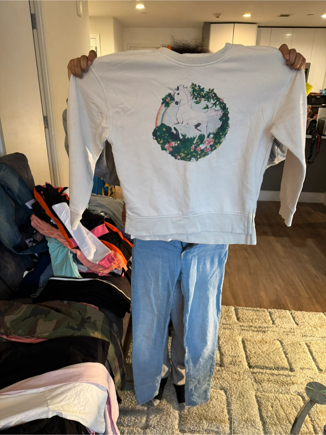 White Unicorn Graphic Sweatshirt