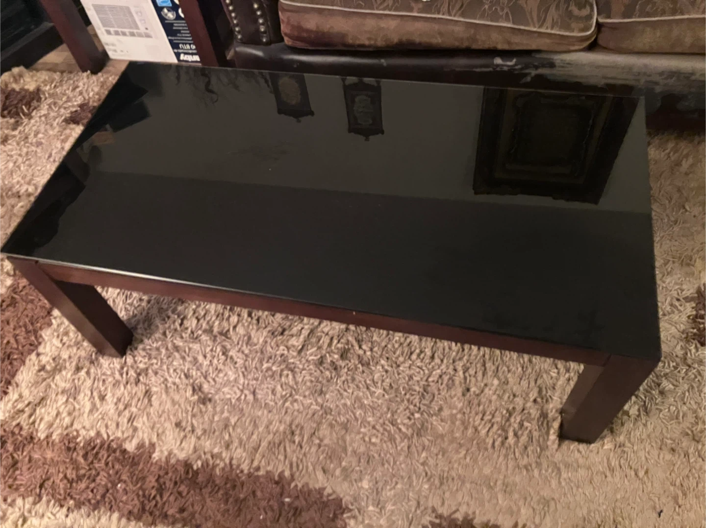 Dark Wood and Glass Coffee Table