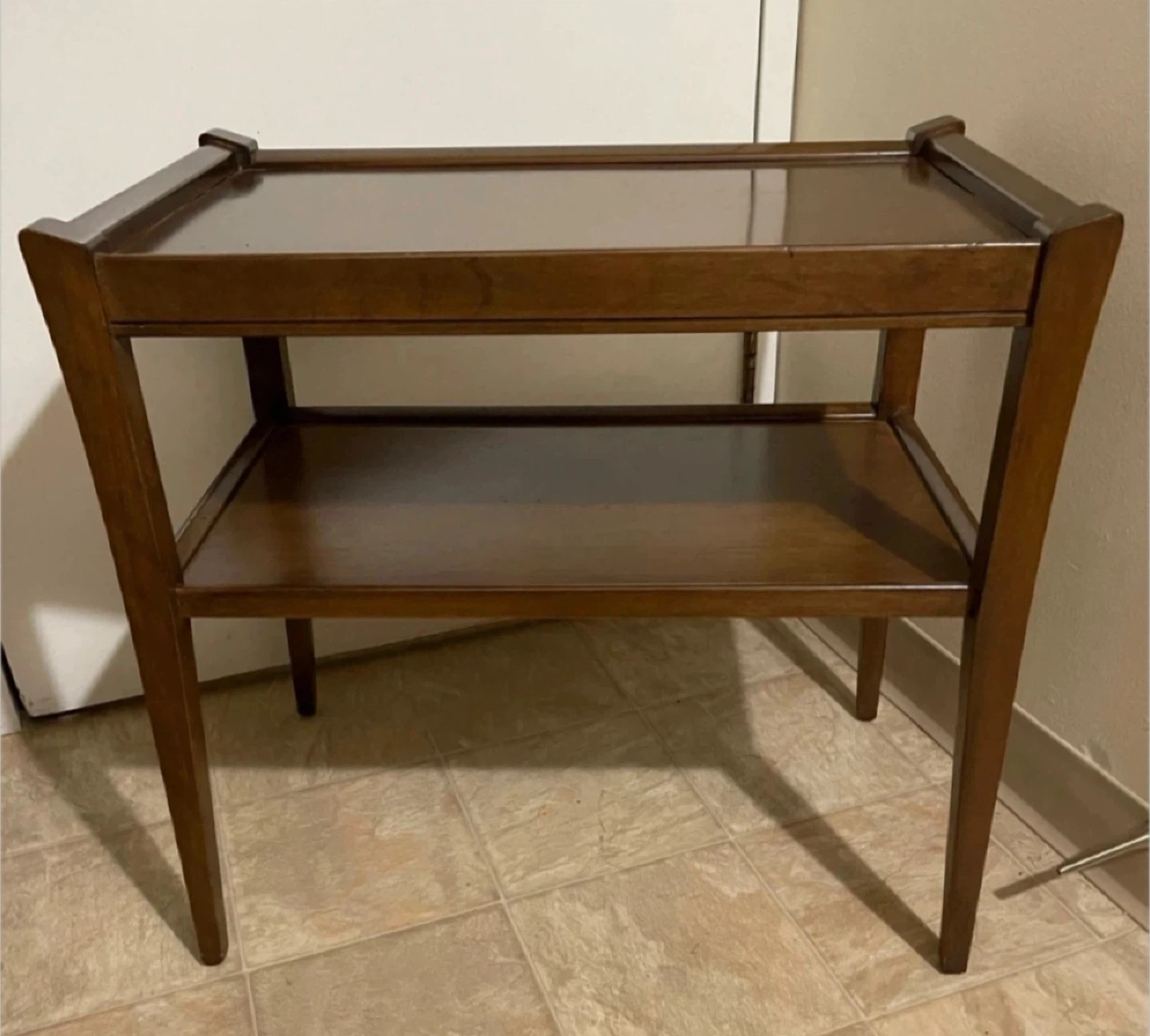 Solid Dark Brown Wooden Two-Tier End/Side Table - photo 2