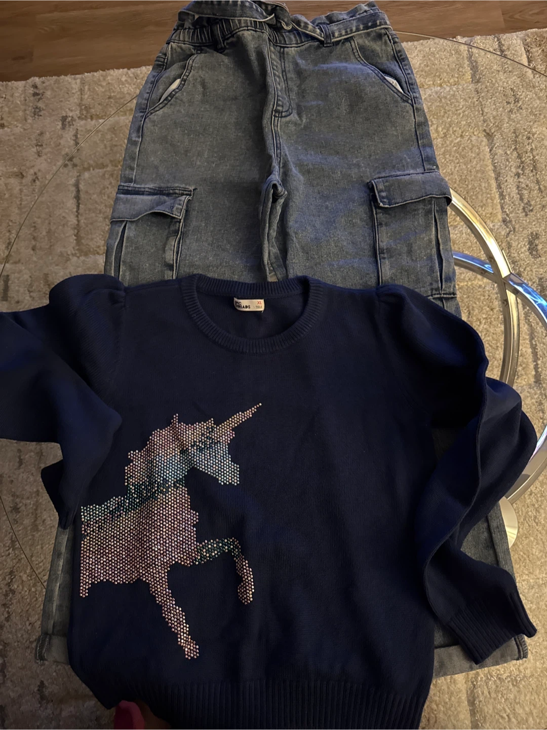 Epic Threads Blue Unicorn Sweater & Cargo Pants Set - Girls XL - photo 5