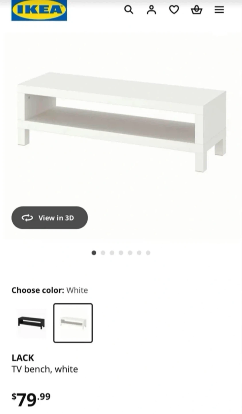 IKEA Modern Wooden Lack TV Stand (TV Bench), White - photo 5