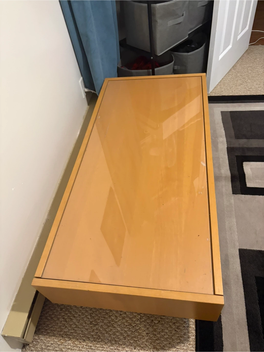 Mid-century modern coffee table with glass top - photo 2