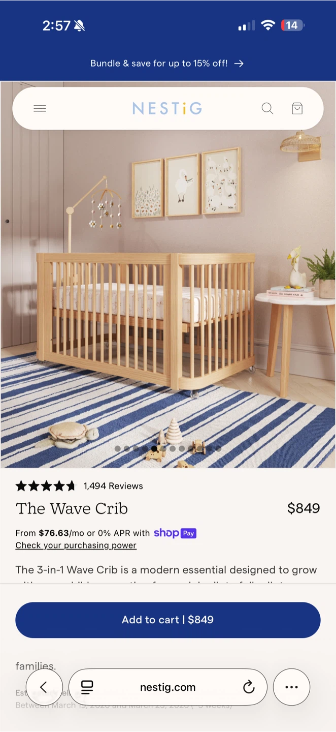 Nestig The Wave Crib 3-in-1
