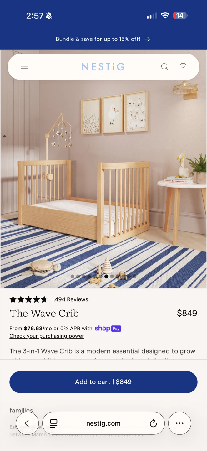 Nestig The Wave Crib 3-in-1 - photo 3