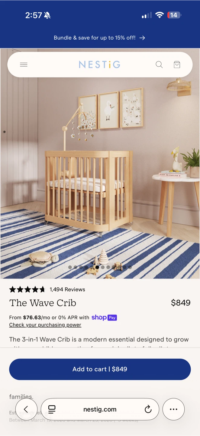 Nestig The Wave Crib 3-in-1 - photo 2