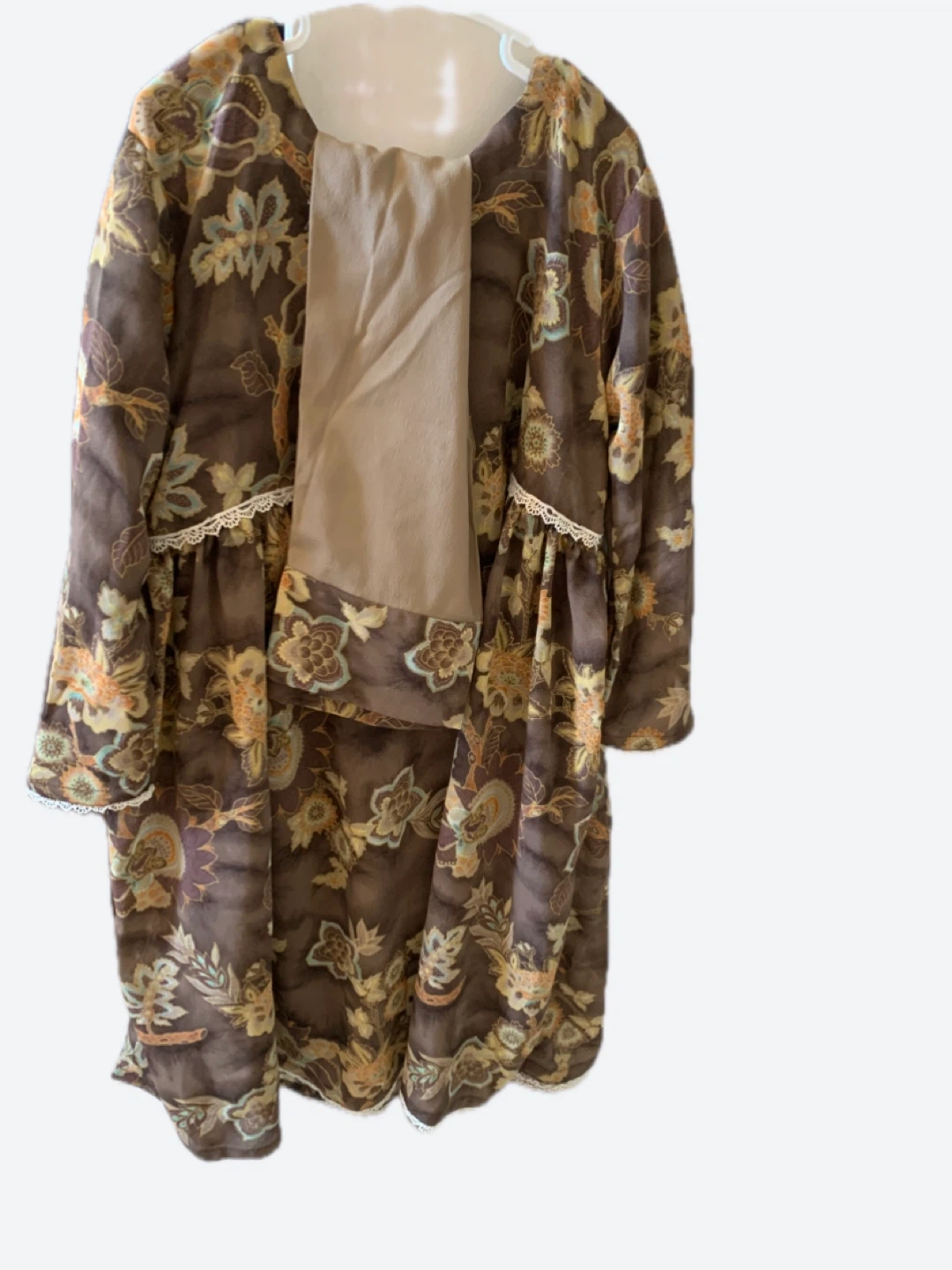Brown Floral Dress with Scarf