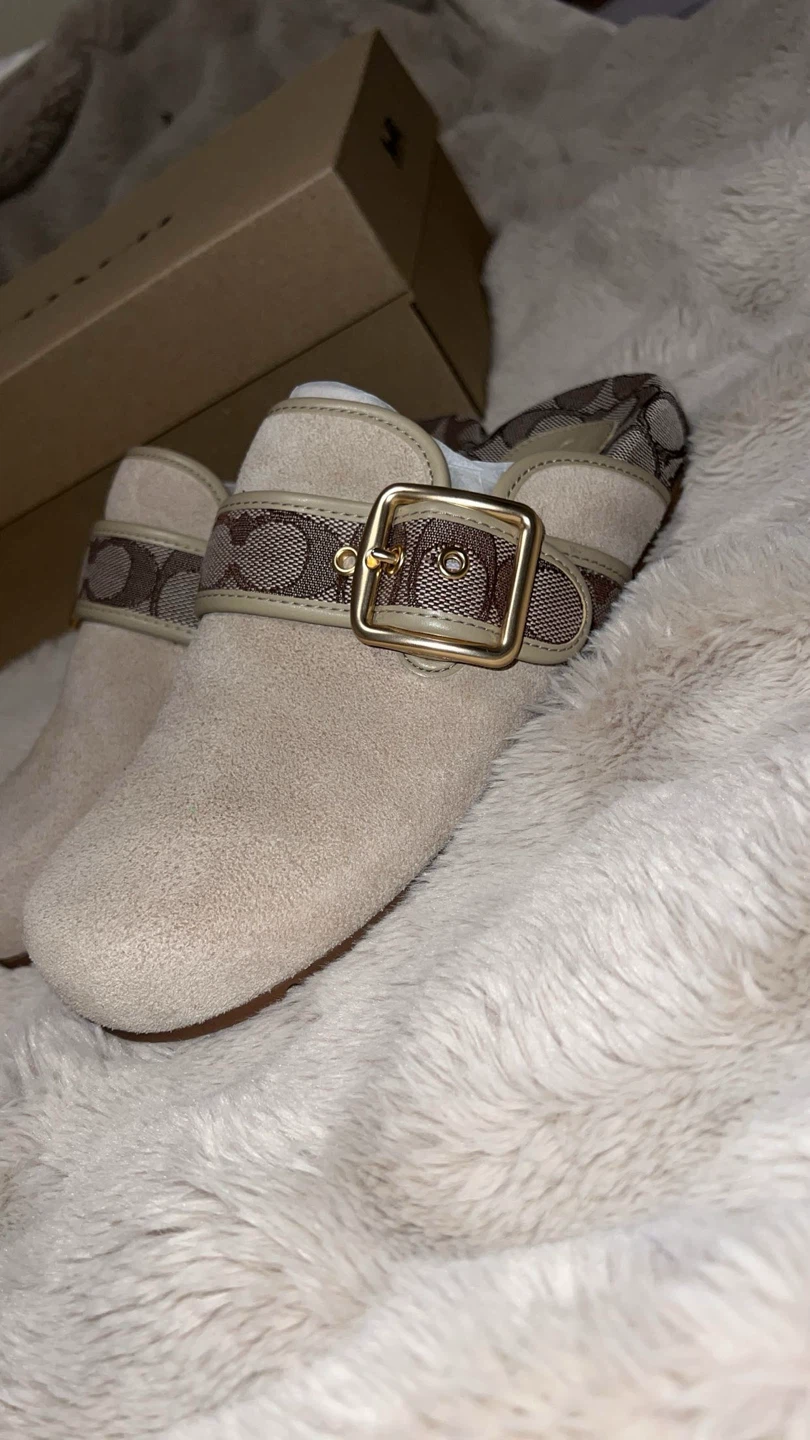 Coach Arch BCKL Sue Clog Size 7 B - Beige Suede - photo 2