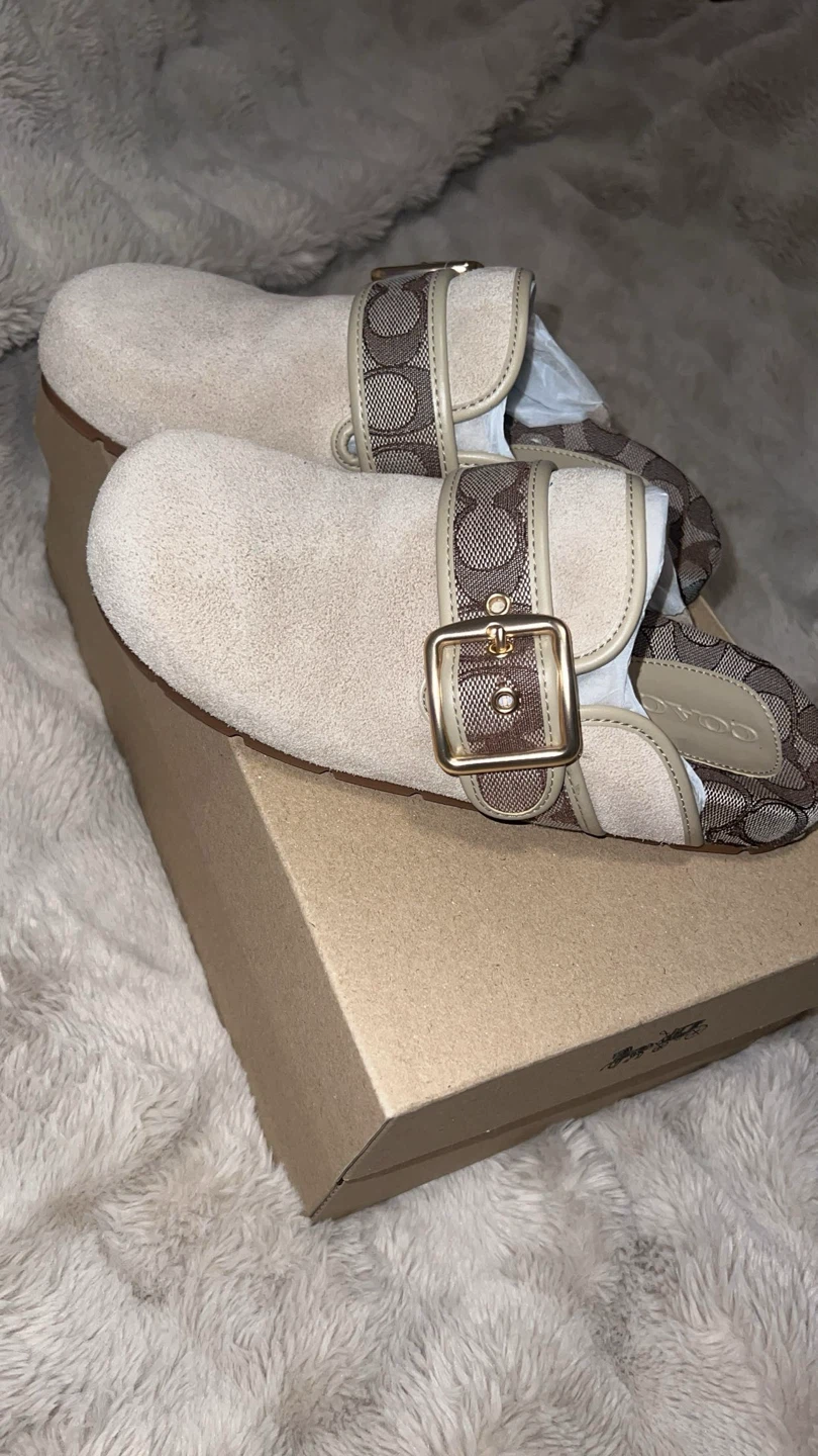 Coach Arch BCKL Sue Clog Size 7 B - Beige Suede - photo 4
