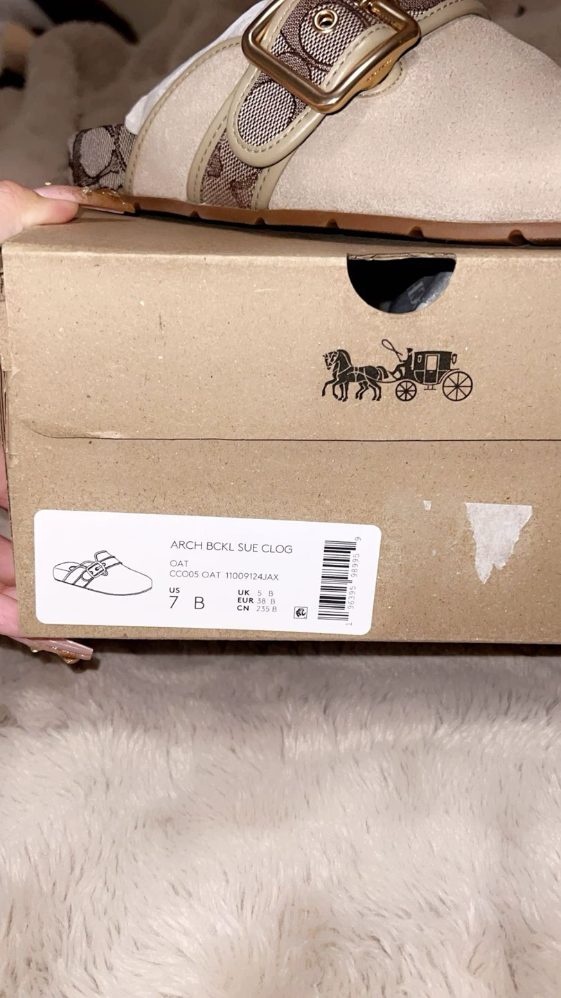 Coach Arch BCKL Sue Clog Size 7 B - Beige Suede - photo 3