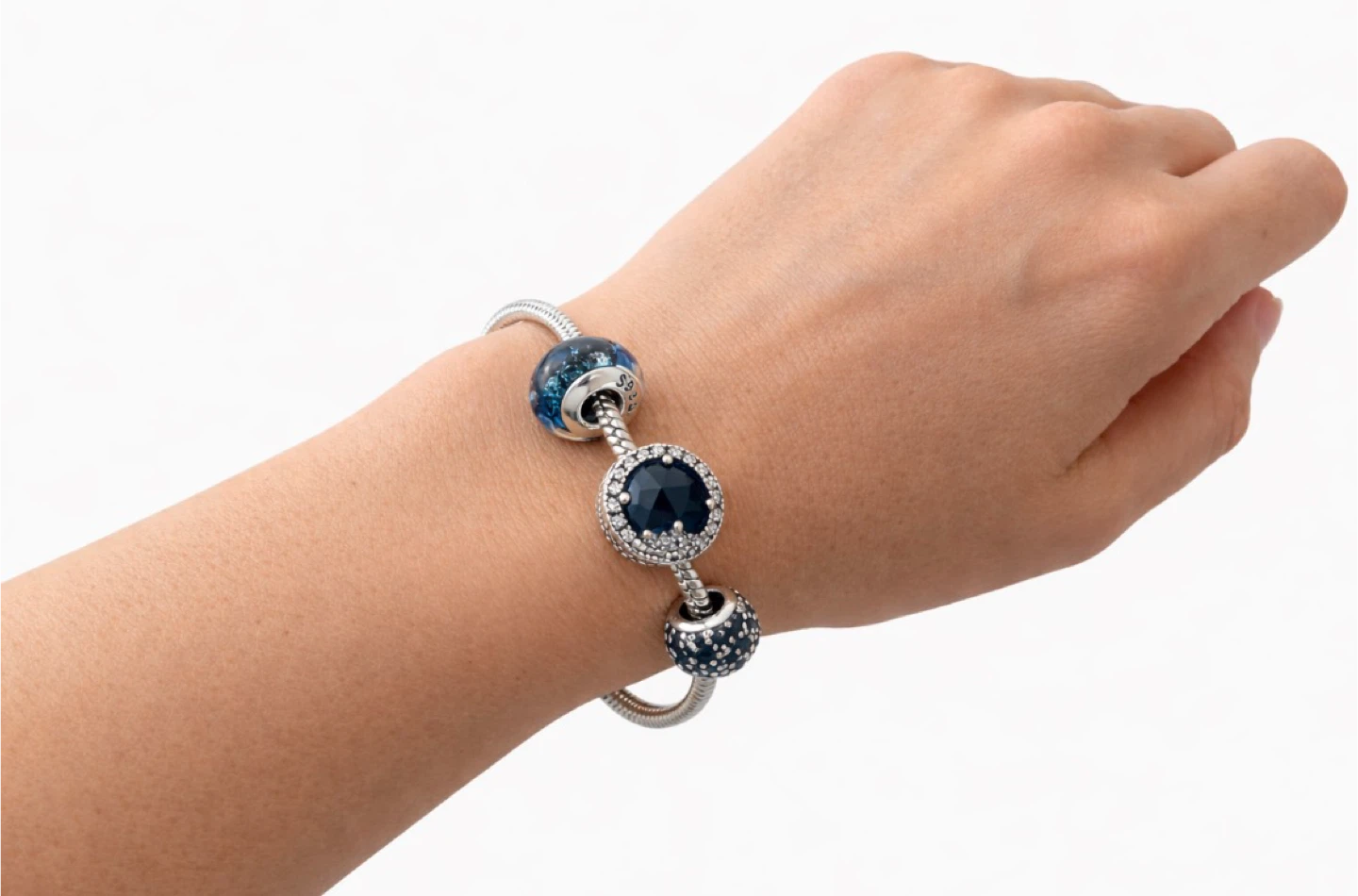 Charm Bracelet with Blue and Silver Beads - photo 2