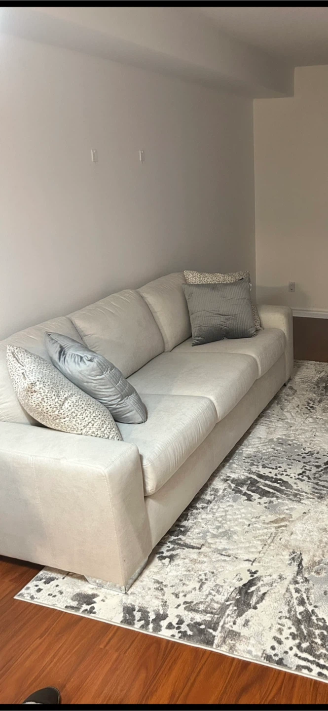 Light Beige Sectional Sofa with Pillows - photo 2