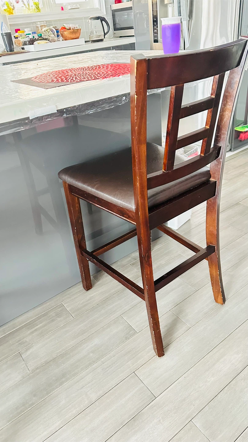 Wooden Counter Stool with Padded Seat