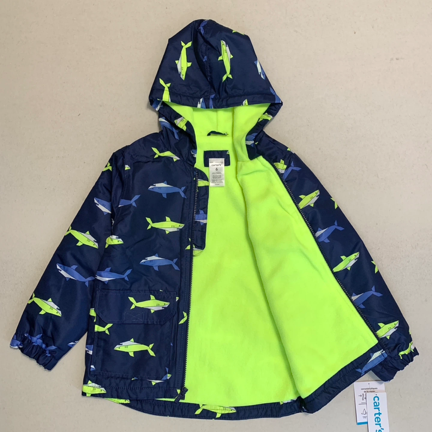 Kids Spring Coat Size 6 Water Resistant Fleece Lined Rain Coat - photo 3