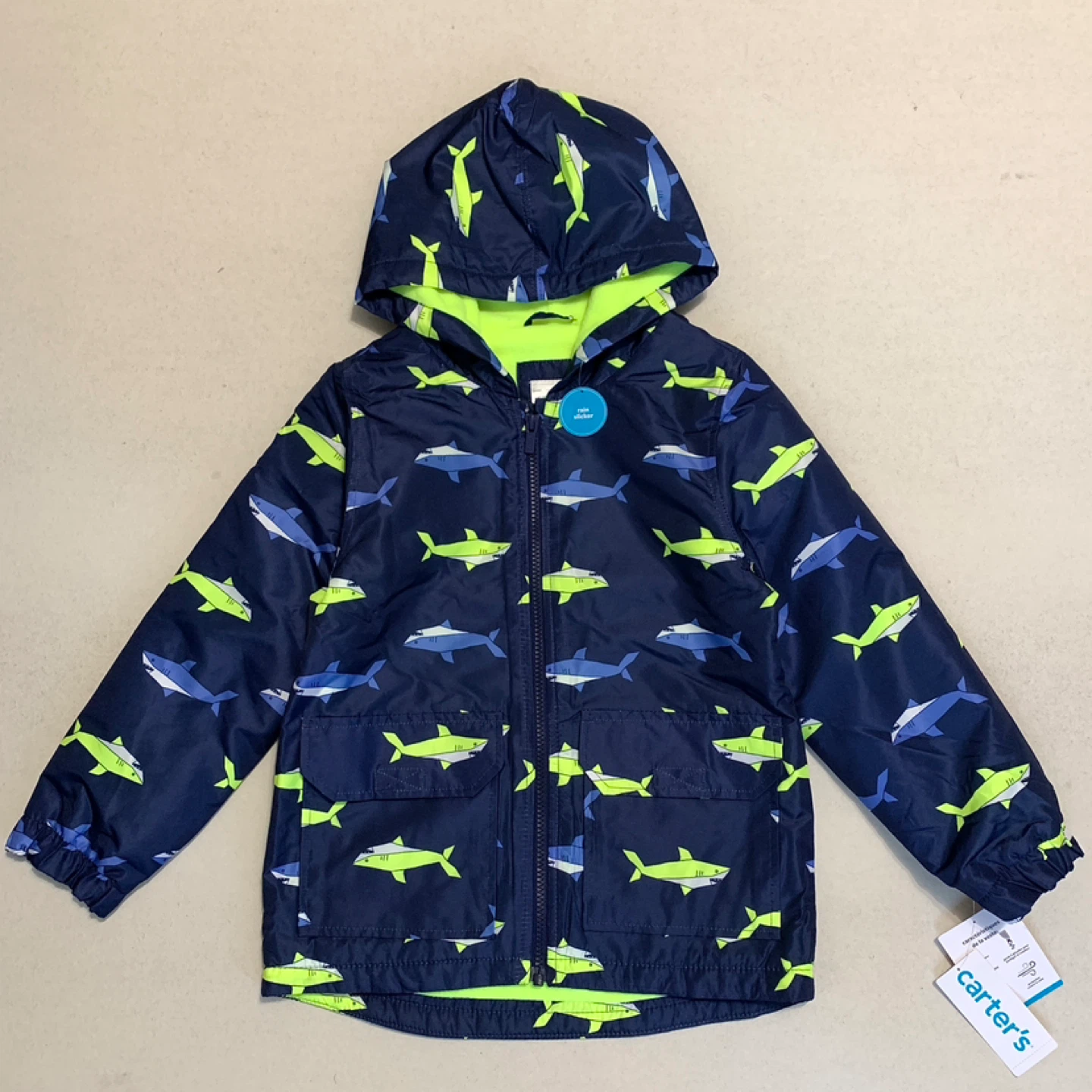 Kids Spring Coat Size 6 Water Resistant Fleece Lined Rain Coat