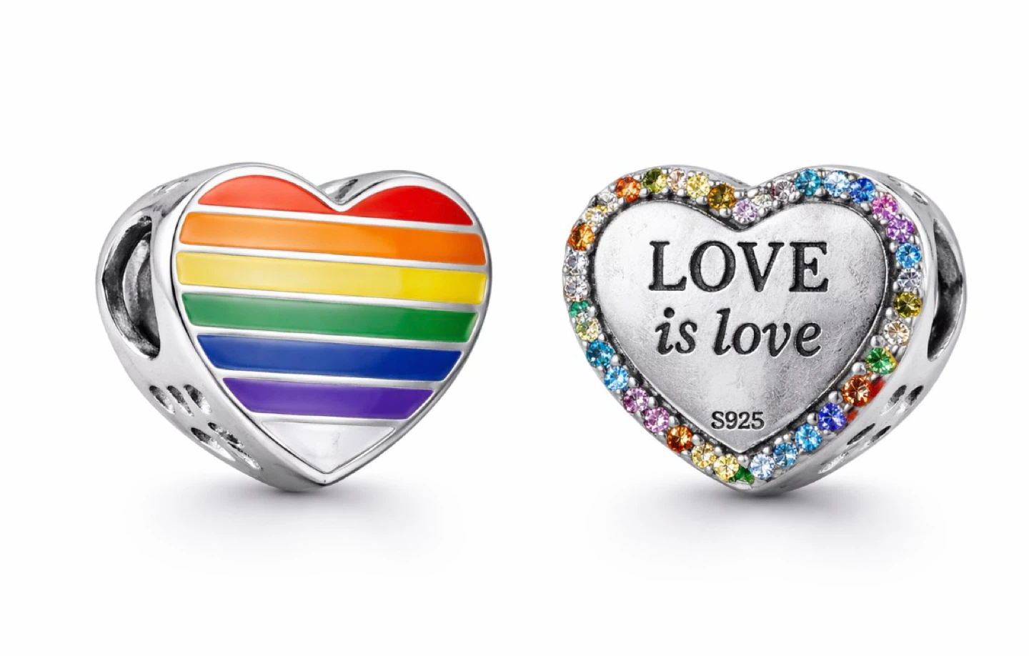 Heart Charm with "LOVE is LOVE" - S925 Sterling Silver - photo 2