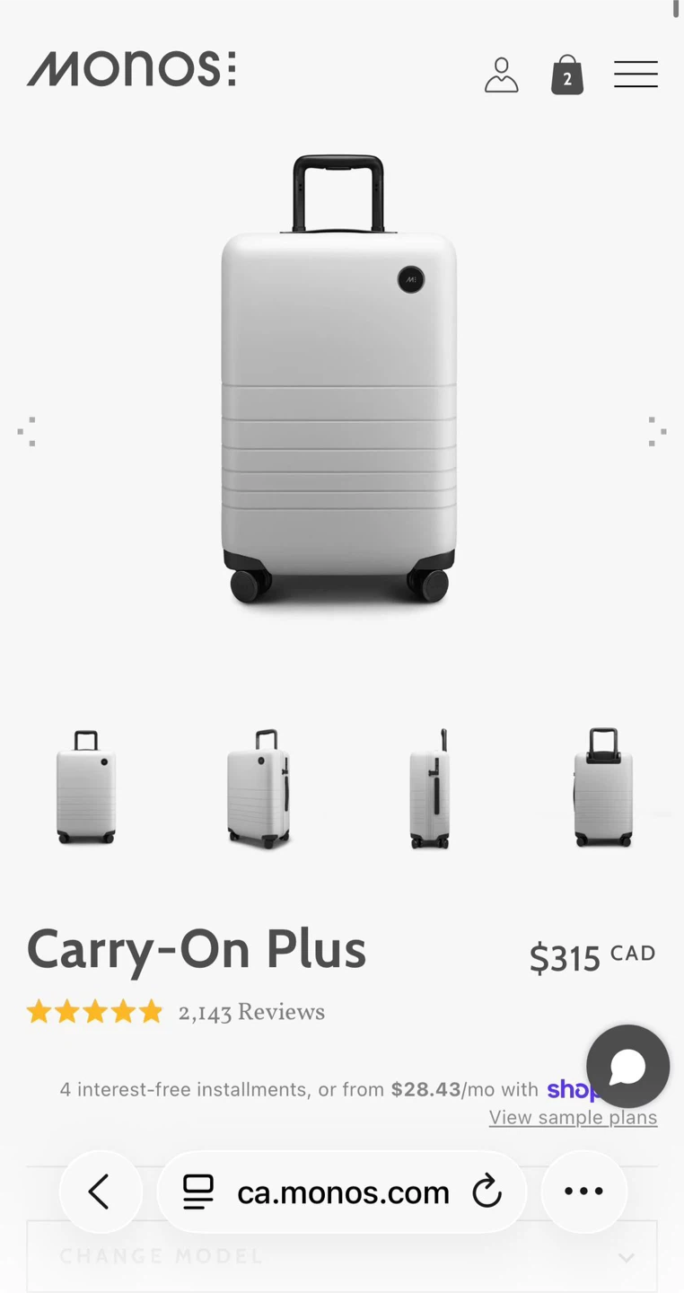 Monos Carry-On Plus Luggage white - photo 2
