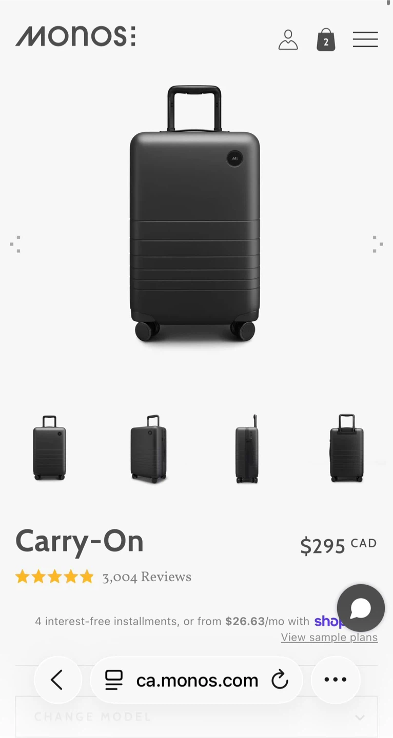 Monos Carry-On Luggage - Black - photo 3