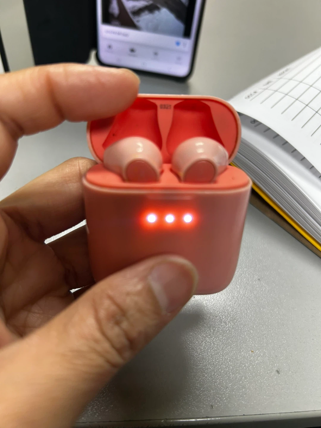Pink Wireless Earbuds Charging Case with earbuds and with USB-C - photo 2